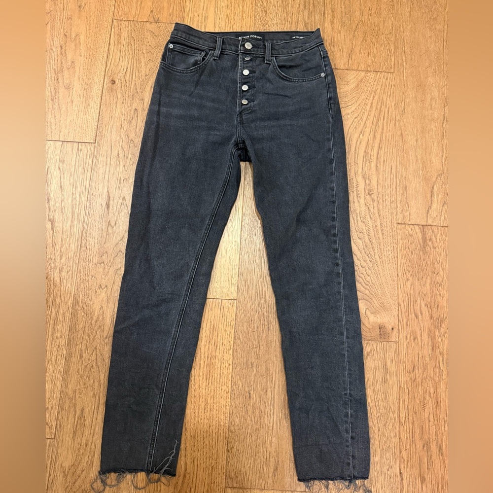 Denim Forum Women's Black High-Waisted Button-Up Jeans